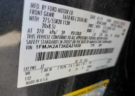 2019 Ford Expedition Max Limited from USA, damaged, VIN 1FMJK2AT3KEA21039
